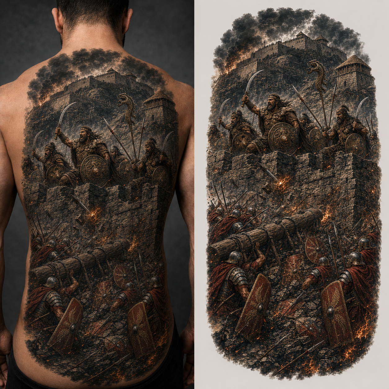 MURUS DACICUS DEFENSE from the Dacian Roman War — EUR 50 tattoo collection
